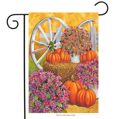 Fall Wagon Floral Garden Flag