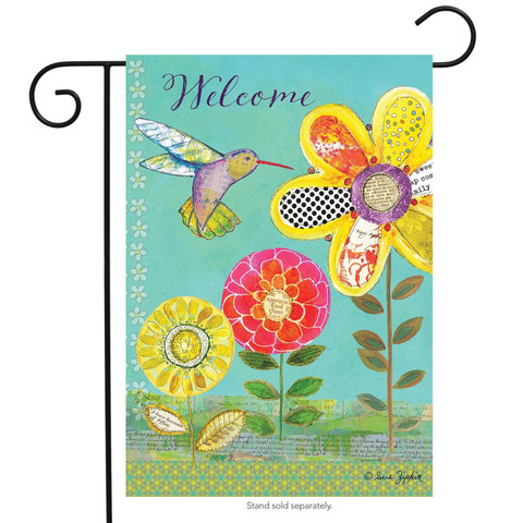 Hummingbird Garden Welcome Garden Flag