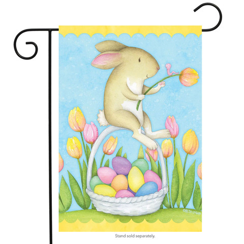 Bunny and Basket Easter Garden Flag
