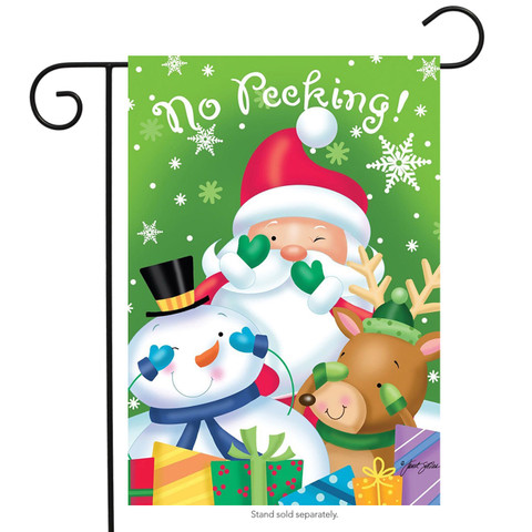 No Peeking Christmas Garden Flag