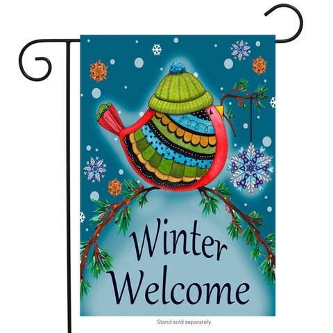 Winter Welcome Bird Garden Flag
