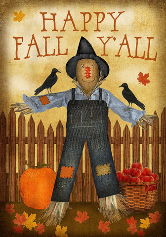 Happy Fall Y'all Scarecrow Garden Flag