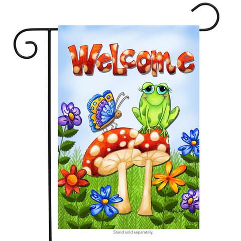 Mushroom Frog Spring Garden Flag