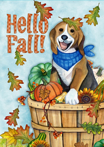 Hello Fall Dog Garden Flag