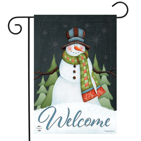 Happy Snowman Winter Garden Flag