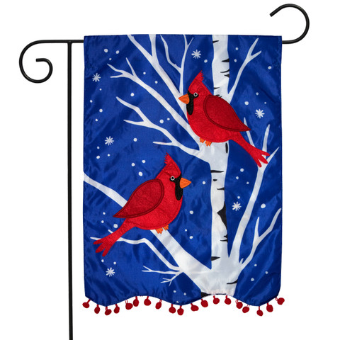 Winter Cardinals Applique Garden Flag