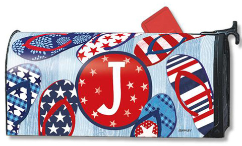 Freedom Flip Flops Monogram J Magnetic Mailbox Cover