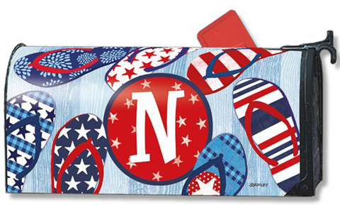 Freedom Flip Flops Monogram N Magnetic Mailbox Cover