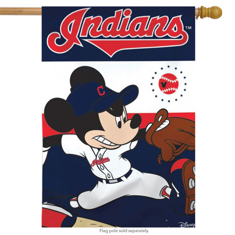 Cleveland Indians MLB Mickey Mouse Baseball House Flag