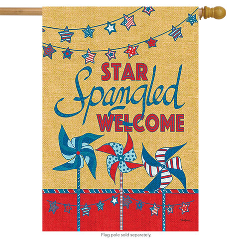Star Spangled Welcome Patriotic House Flag