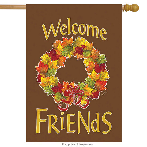 Fall Wreath Welcome Friends House Flag