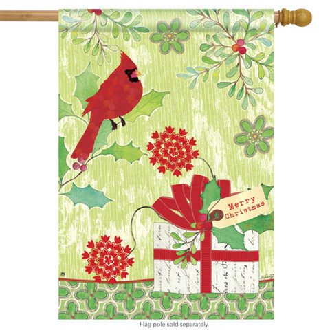 Christmas Gift Cardinal House Flag