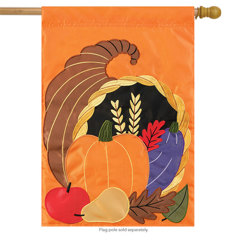 Cornucopia Thanksgiving Applique House Flag