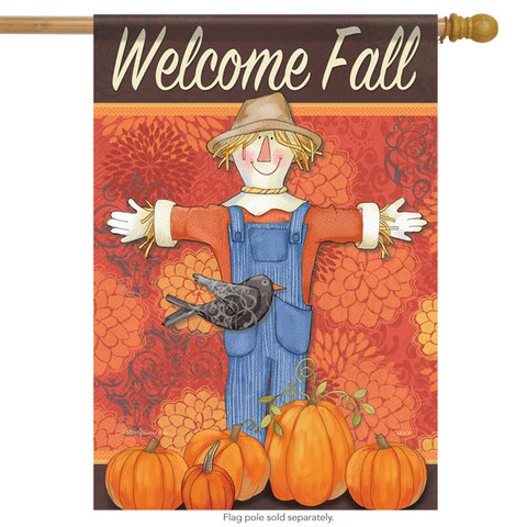 Scarecrow Hello Fall House Flag