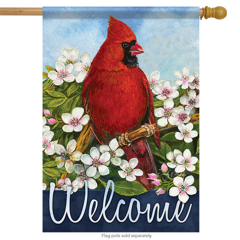Cardinal Country Welcome Spring House Flag