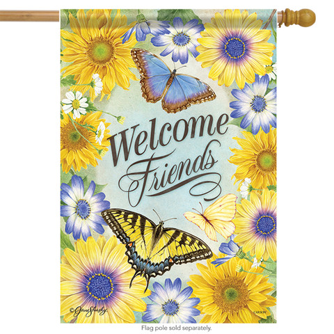 Fluttering Friends House Flag