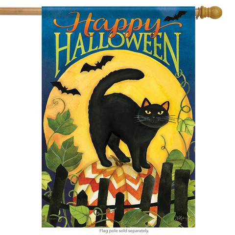Black Cat Halloween House Flag