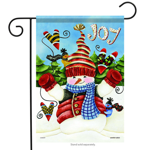 Winter Snowman Joy Garden Flag