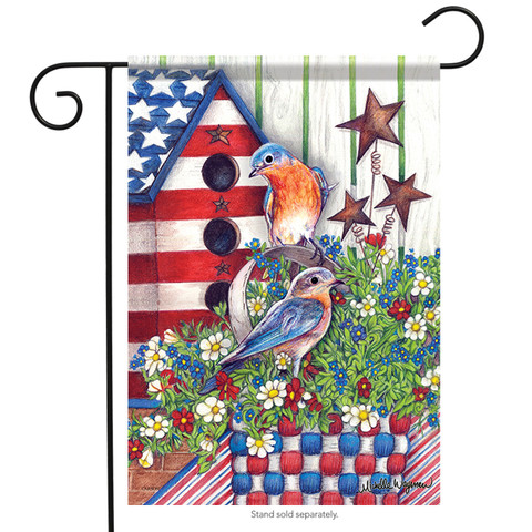 Patriotic Bluebirds Garden Flag