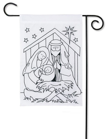 Nativity "Color Me" Applique Christmas Garden Flag