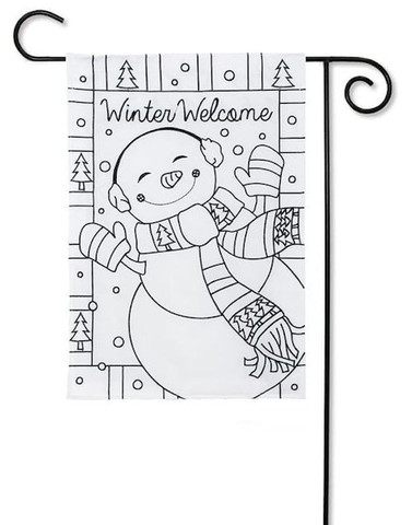 Snowman Scarf Applique "Color Me" Winter Garden Flag