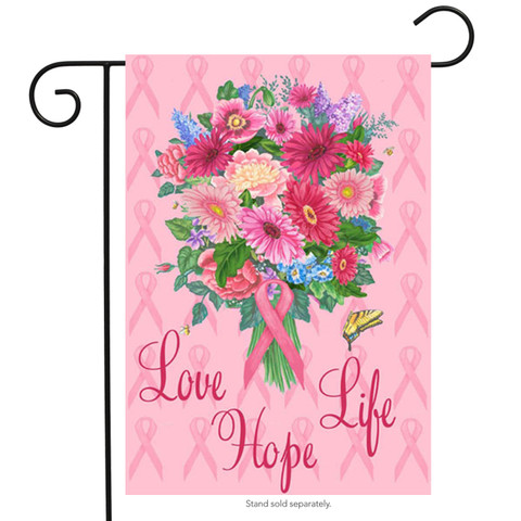 Love Hope Life Breast Cancer Garden Flag