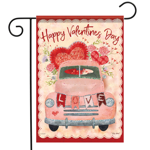 Love Truck Valentine's Day Garden Flag