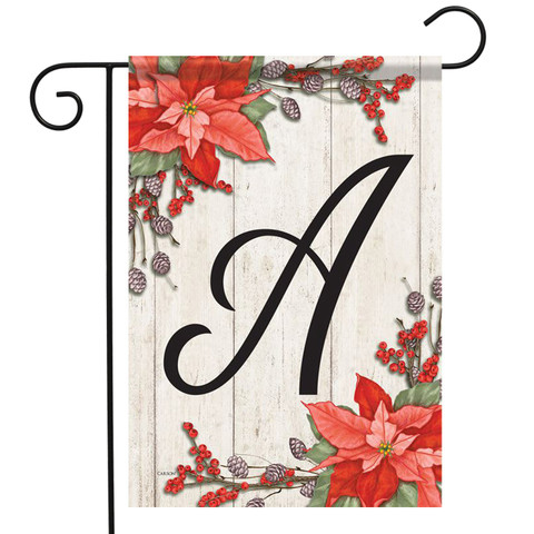 Poinsettia Monogram A Garden Flag