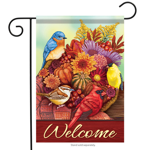 Basket of Songbirds Fall Garden Flag