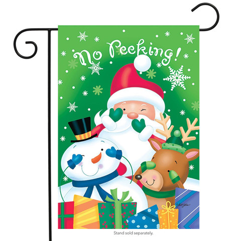 No Peeking Santa & Snowman Garden Flag