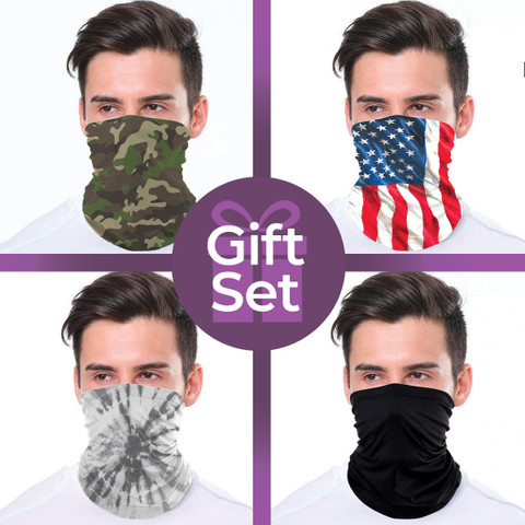 Neck Gaiter Wrap-Around Face Covering Gift Set (4-piece Collection)