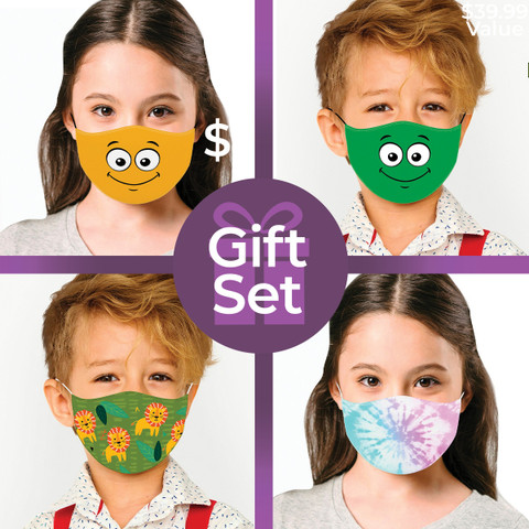 Children's Reusable Cloth Face Mask Gift Set (4-piece Collection)