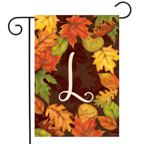 Fall Leaves Monogram Letter L Garden Flag