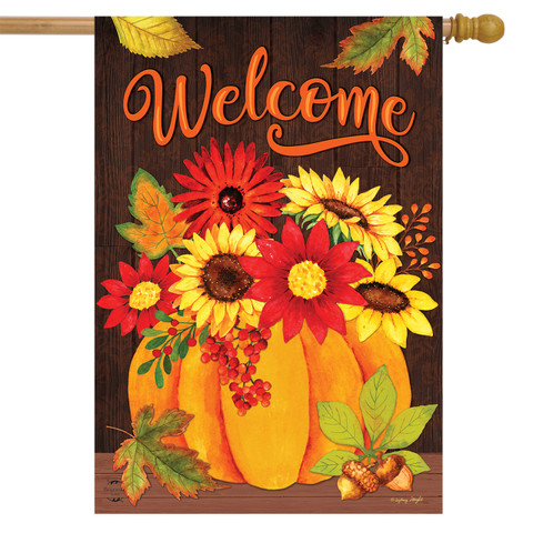 Pumpkin Bouquet Fall House Flag