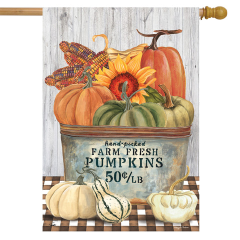 Farm Fresh Bushel Autumn House Flag