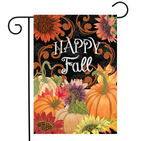 Happy Fall Chalkboard Floral Garden Flag