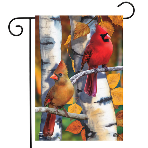 Birch Tree Cardinals Fall Garden Flag