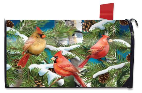 Snowy Cardinals Winter Mailbox Cover