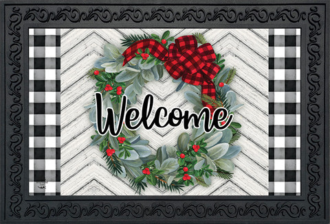 Winter Wreath Welcome Doormat