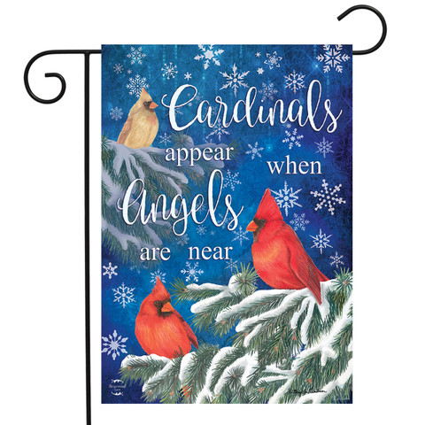 Briarwood Lane small printed garden flag with colorful cardinals, snowflakes, and inspirational winter seasonal decor.