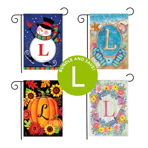 Seasonal Monogram Letter L Garden Flag (Set of 4)