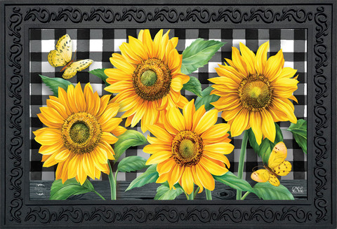 Checkered Sunflowers Summer Doormat