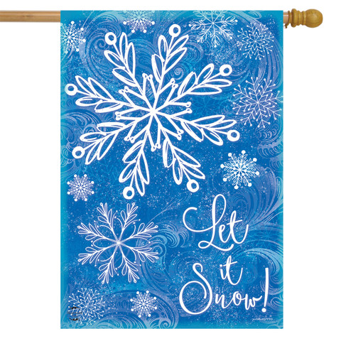 Glistening Snowflakes Winter House Flag