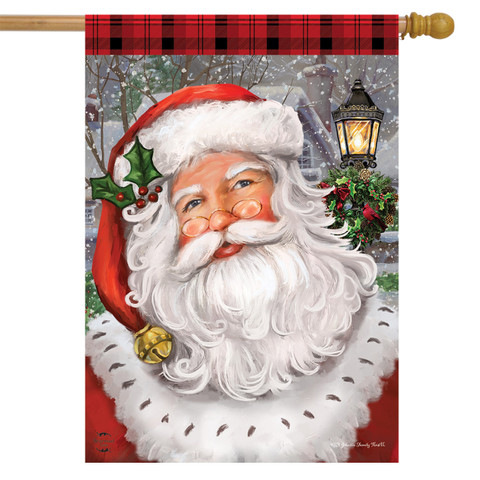 Checkered Santa Christmas House Flag