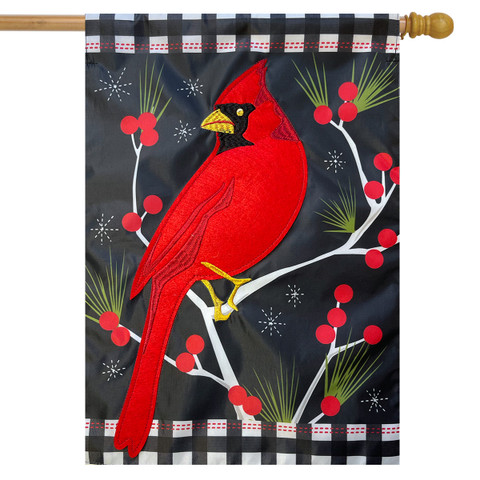 Winter Cardinal Burlap House Flag
