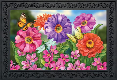 Zinnias In Bloom Spring Doormat