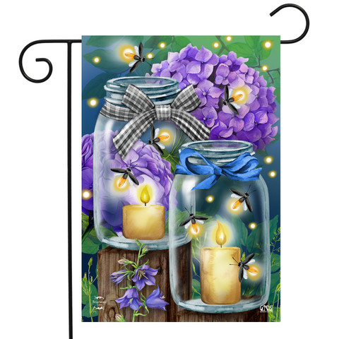Briarwood Lane Fireflies Spring Garden Flag with colorful, printed, decorative design for springtime porch display.