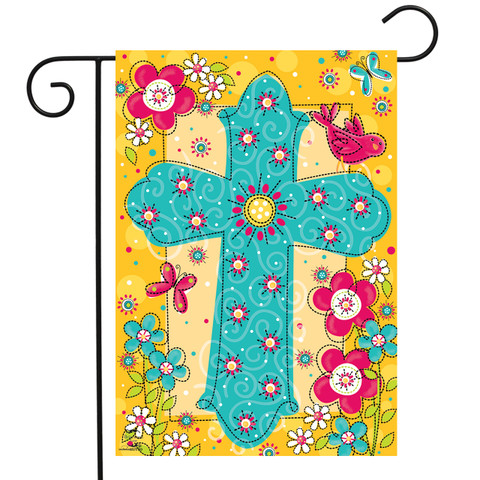Colorful Cross Spring Garden Flag