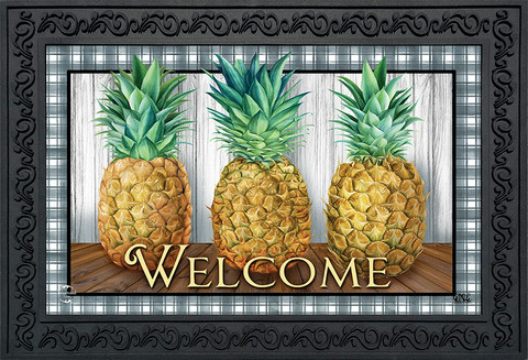 Briarwood Lane small printed doormat with colorful pineapples and welcome text for spring and summer decor.