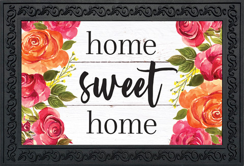 Briarwood Lane small printed doormat with colorful roses and "Home Sweet Home" text for spring decor.